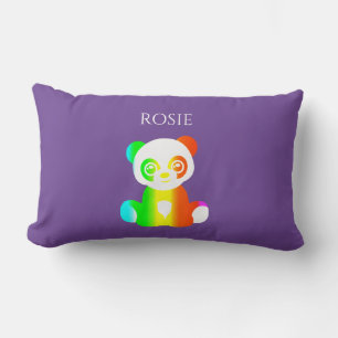 MULTI COLORED bear child pillow, custom name. Lumbar Pillow