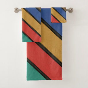 Multi Colored Diagonal Stripes Bath Towel Set