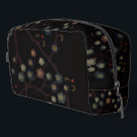 Multi-Colored Flowers On Black Dopp Kit<br><div class="desc">vintage flowers with leather texture in multi-colors on black background.</div>