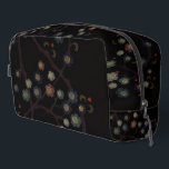 Multi-Colored Flowers On Black Dopp Kit<br><div class="desc">vintage flowers with leather texture in multi-colors on black background.</div>