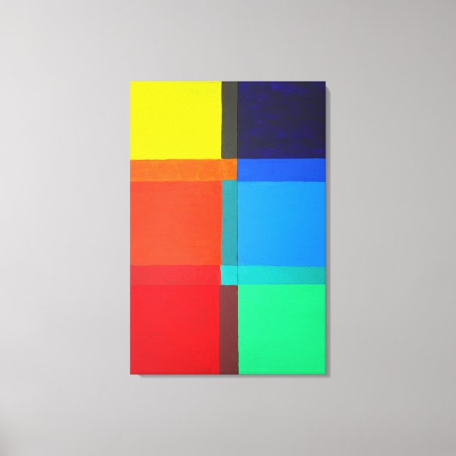 Multi colored Goeometric Grid Modern Abstract Art Canvas Print (Front)