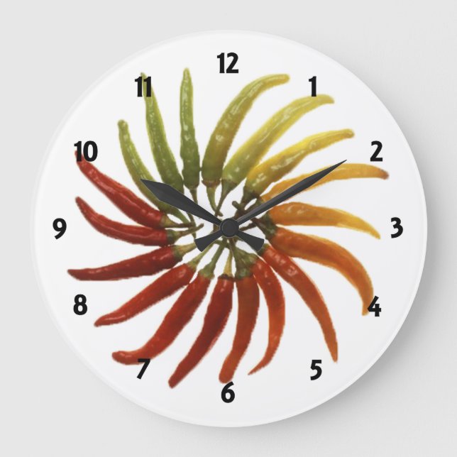 Multi-Colored Hot Peppers Clock (Front)