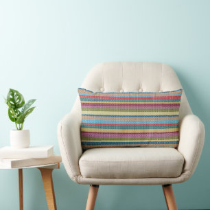Multi-Colored Knitted Style Striped Lumbar Pillow