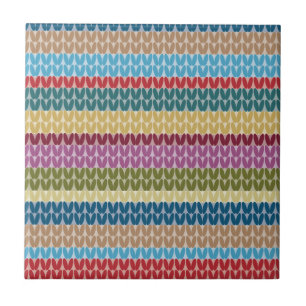Multi-Colored Knitted Style Striped Tile