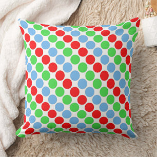 Multi colored large polka dots retro sixties throw pillow