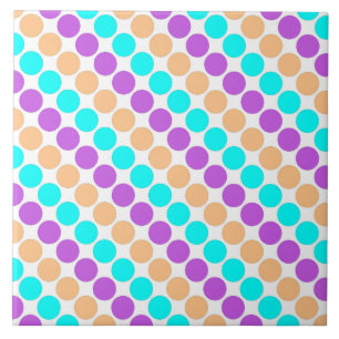 Multi colored large polka dots retro sixties tile