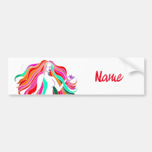 Multi-colored long-haired goddess Thunder_Cove  Bumper Sticker