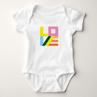 Multi-colored mod LOVE baby one-piece bodysuit