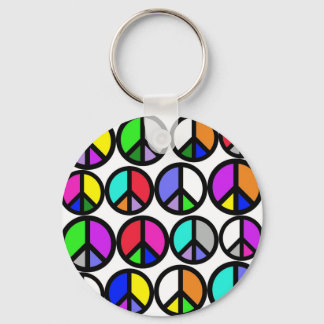 Multi-colored Peace Symbols Keychain