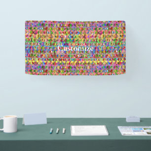 multi-colored peace symbols pattern banner