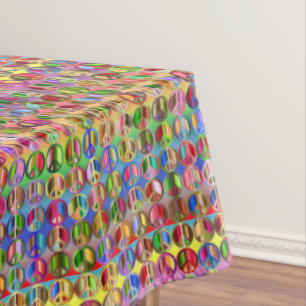 multi-colored peace symbols pattern tablecloth
