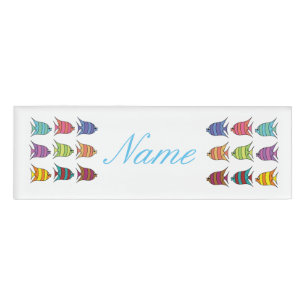 Multi-colored Tropical Fish Thunder_Cove Name Tag