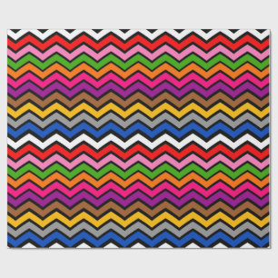 Multi Colored Zigzag Chevron Black Design  Wrapping Paper