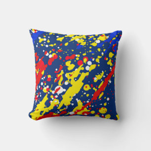 Multi-Colour Abstract Paint Splat Throw Pillow