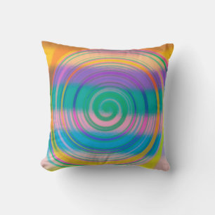 Multi Colour Abstract Swirl Throw Pillow