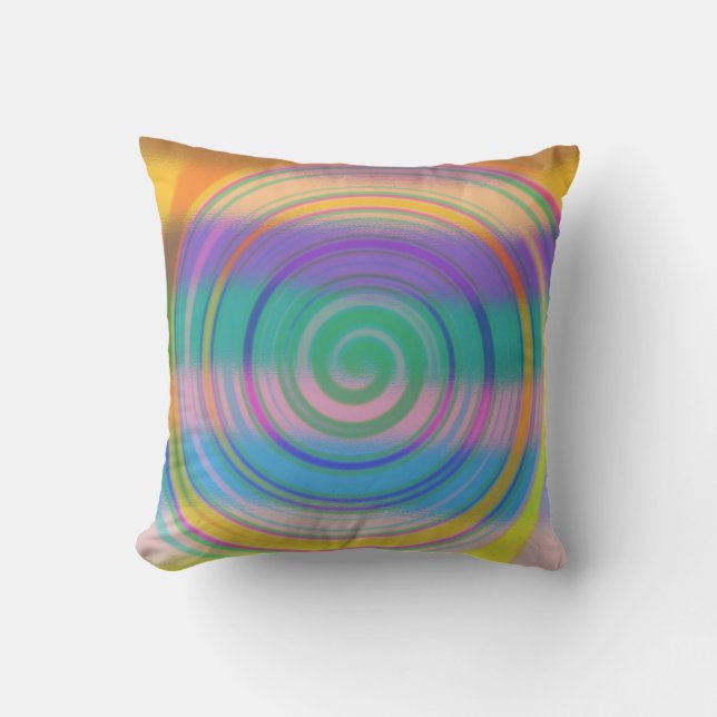 Multi Colour Abstract Swirl Throw Pillow (Front)