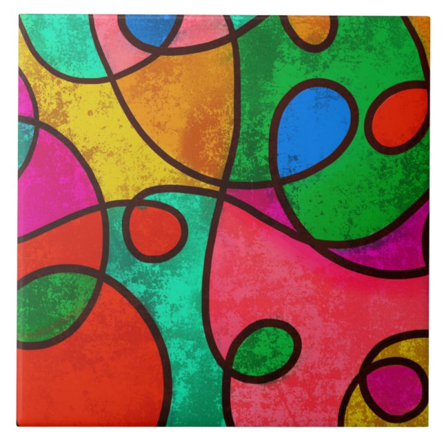 Multi-Colour Abstract  Tile (Front)