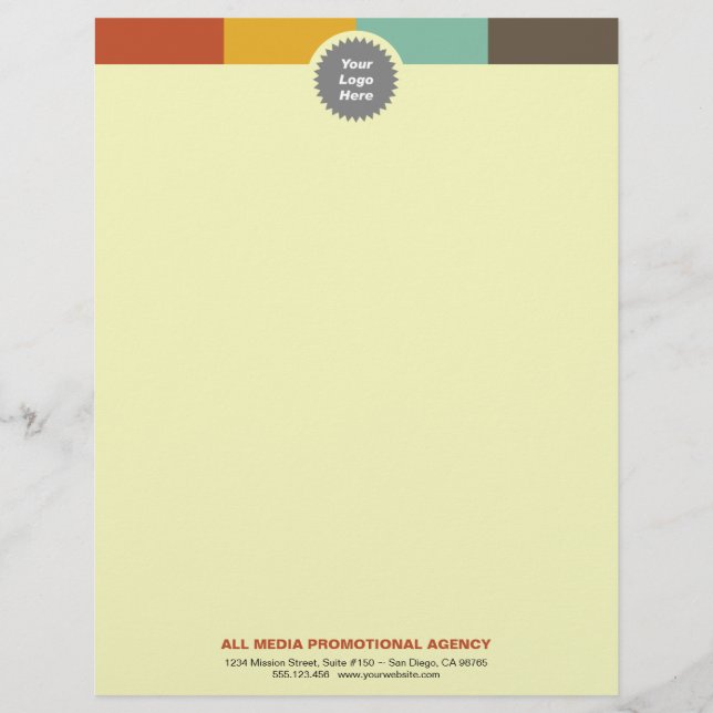 Multi colour bar custom circle logo professional letterhead (Front)