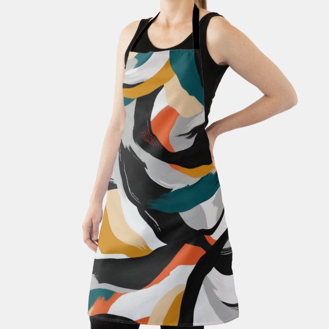 multi colour brush strokes in bold monochrome hues apron (Insitu)