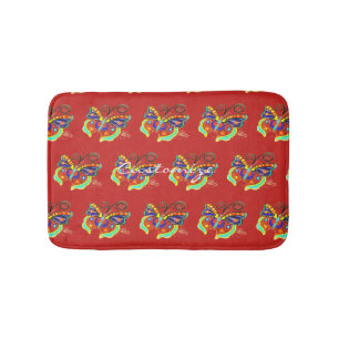 Multi-colour butterflies on any colour background bath mat