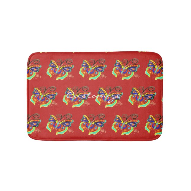 Multi-colour butterflies on any colour background bath mat (Front)