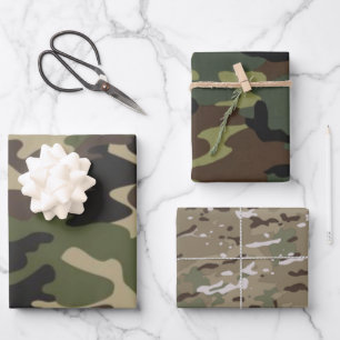 Multi Colour Camo Camouflage, Military Pattern Wrapping Paper Sheet