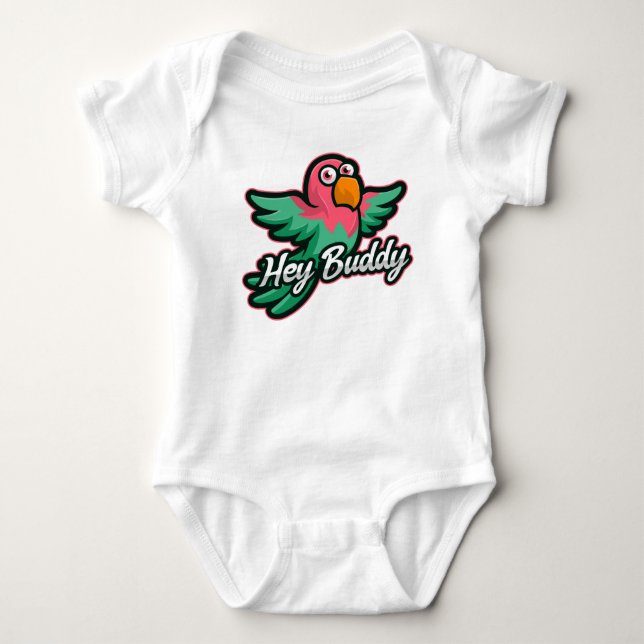 Multi-colour cartoon bird  baby bodysuit (Front)