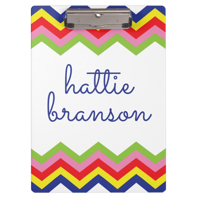 Multi Colour Chevron Personalized Clipboard (Front)