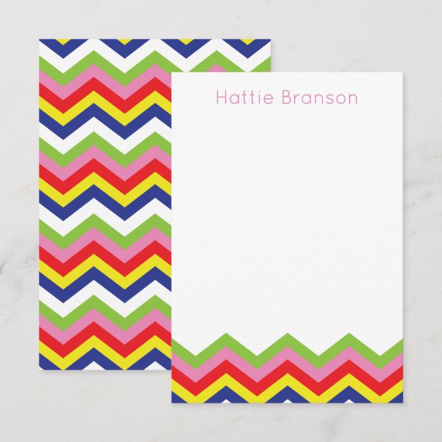 Multi Colour Chevron Personalized Note Cards (Front/Back)