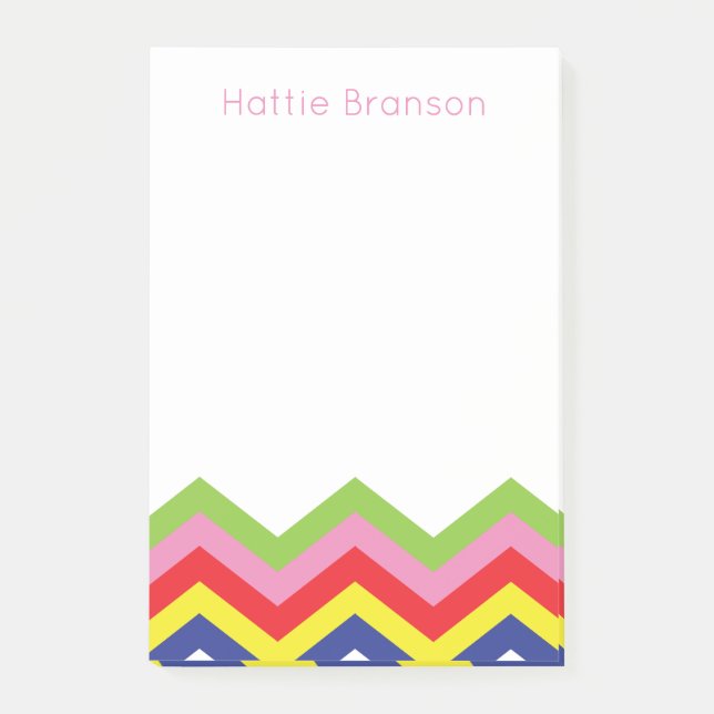 Multi Colour Chevron Personalized Post-It Notepad (Front)