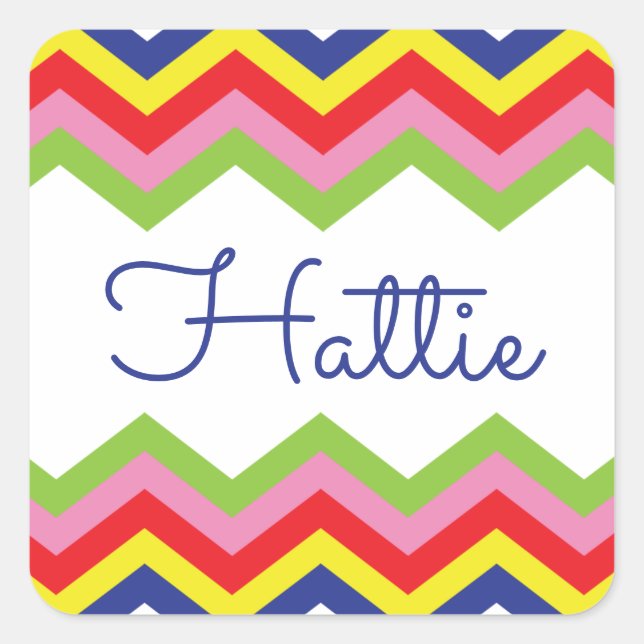 Multi Colour Chevron Personalized Stickers (Front)