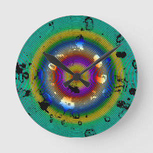 Multi-Colour Circled Pattern Round Clock