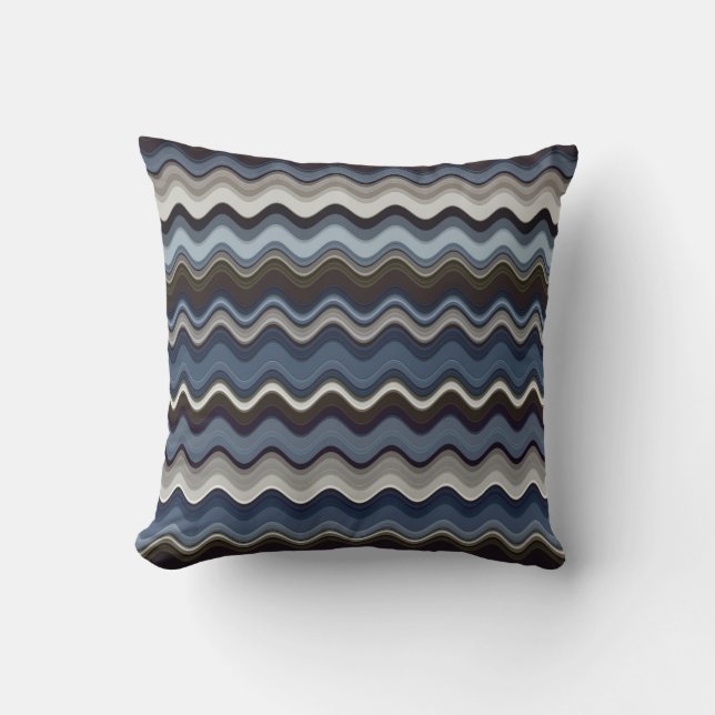Multi Colour Colour Wavy Pattern Throw Pillow (Front)