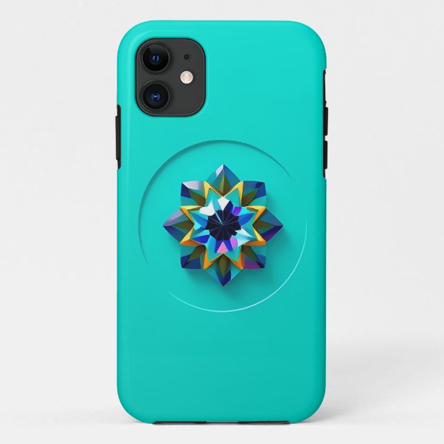 Multi- Colour Crystal Design on Teal Case-Mate iPhone Case (Back)