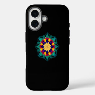 Multi Colour Crystal Motif on Black iPhone 16 Case