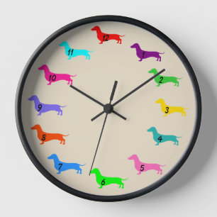 Multi Colour Dachshund Wall Clock