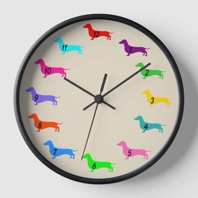 Multi Colour Dachshund Wall Clock (Front)