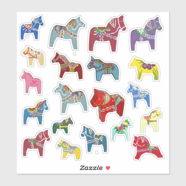 Multi Colour Dala Horses (Sheet)