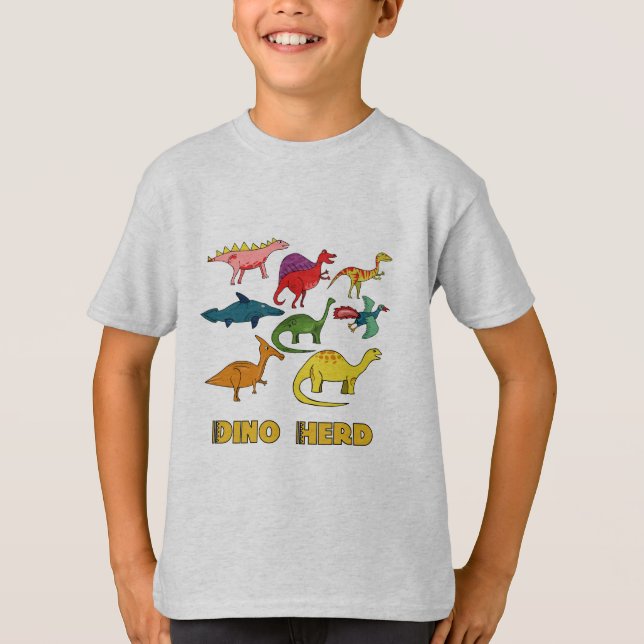 Multi Colour Dinosaur Art Work T-Shirt (Front)