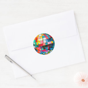 Multi Colour Disco Ball Classic Round Sticker