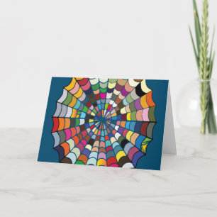 Multi colour Distorted Spider Web Pattern Card
