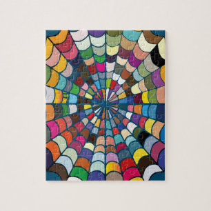 Multi colour Distorted Spider Web Pattern Jigsaw Puzzle