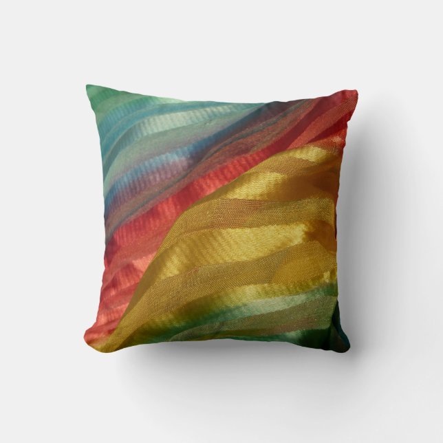 Multi Colour Fabric Rainbow Throw Pillow (Front)