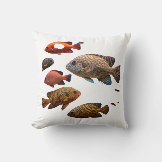 multi colour fishes throw pillow (Front)