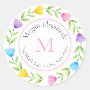 Multi Colour Floral Stem Wreath labels
