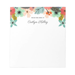 Multi Colour Flowers From the Desk of Personalized Notepad