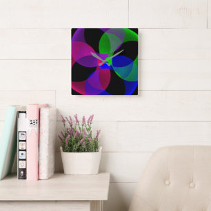 Multi Colour Fusion Square Geometric Wall Clock