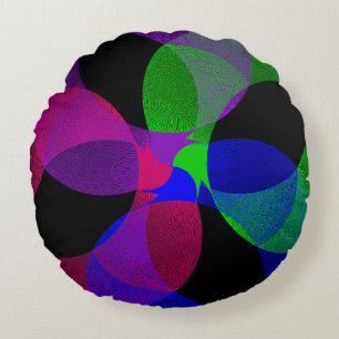Multi Colour Geometric Fusion Round Pillow