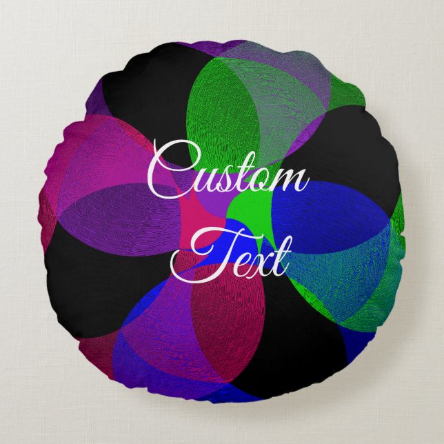 Multi Colour Geometric Fusion Round Pillow (Front)