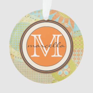 Multi Colour Geometric Shapes Bright Monogram Ornament